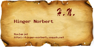 Hinger Norbert névjegykártya